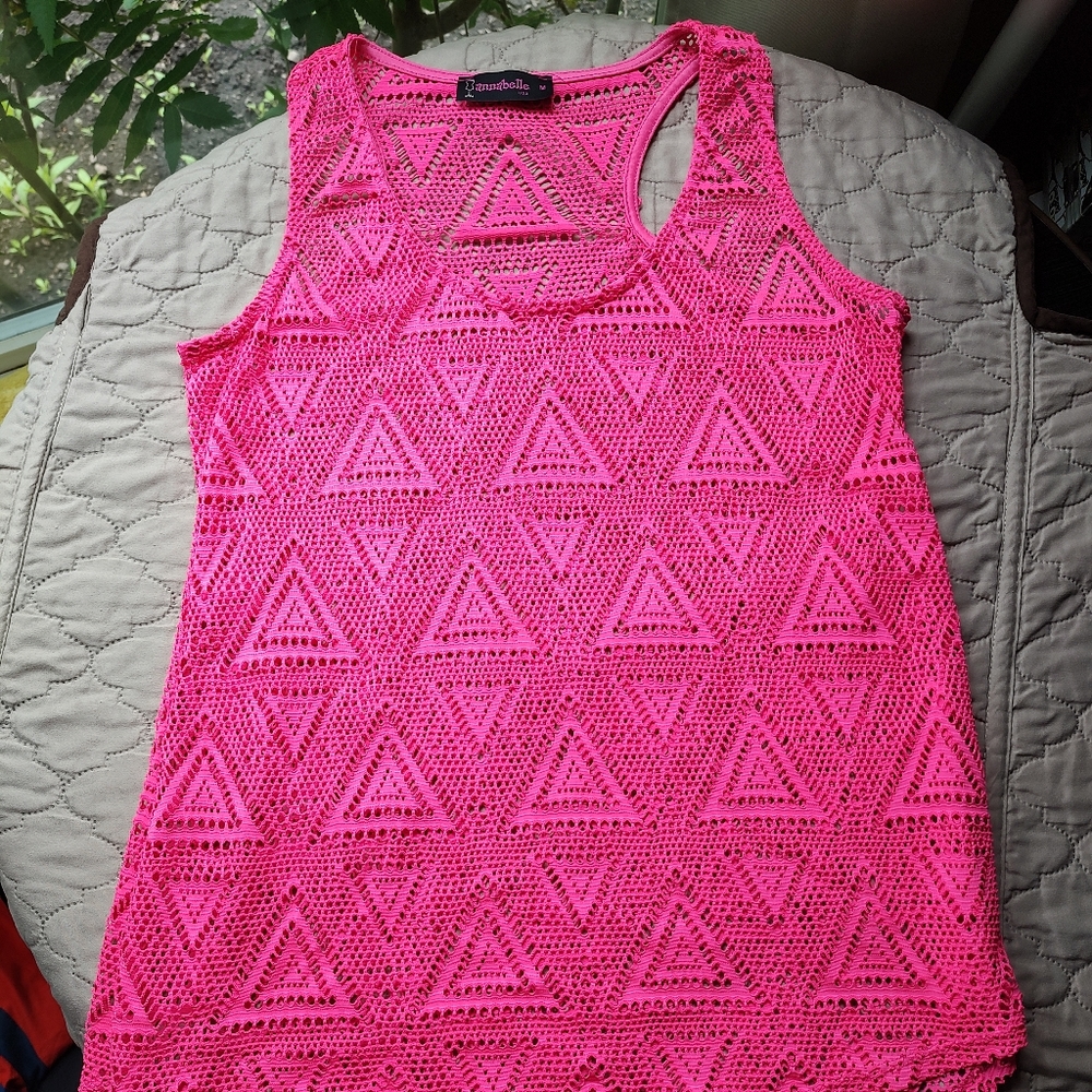 Neon Pink lace tank. Size medium